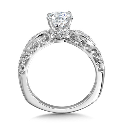 Valina Vintage Milgrain & Filigree Accented Diamond Engagement Ring R1163W