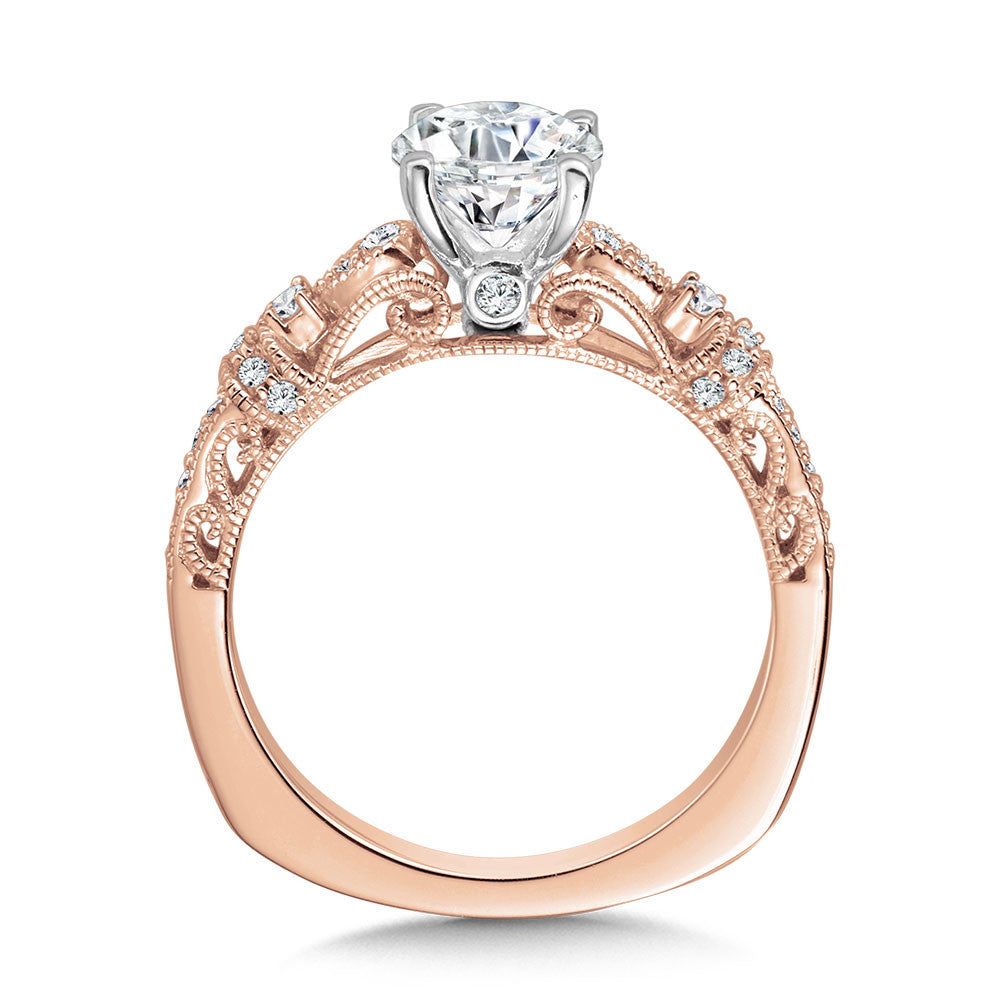 Valina Vintage Milgrain & Filigree Accented Diamond Engagement Ring R1165P
