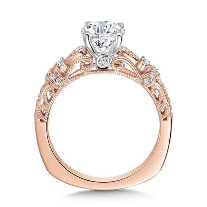 Valina Vintage Milgrain & Filigree Accented Diamond Engagement Ring R1165P
