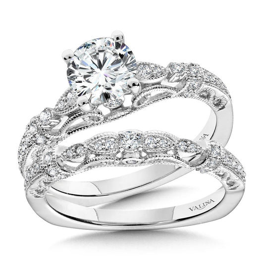 Valina Vintage Milgrain & Filigree Accented Diamond Engagement Ring R1165W