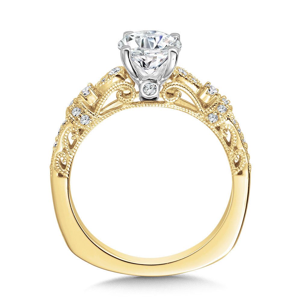 Valina Vintage Milgrain & Filigree Accented Diamond Engagement Ring R1165Y