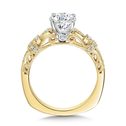 Valina Vintage Milgrain & Filigree Accented Diamond Engagement Ring R1165Y