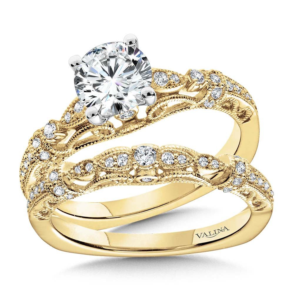 Valina Vintage Milgrain & Filigree Accented Diamond Engagement Ring R1165Y
