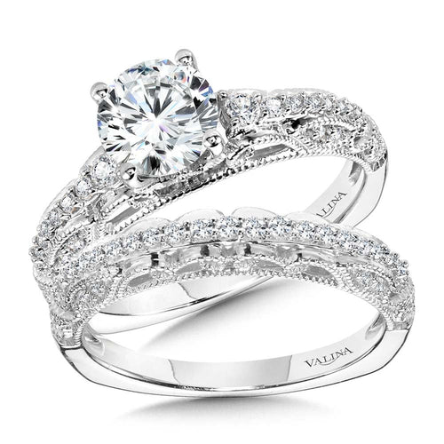 Vintage Milgrain & Filigree Accented Graduating Diamond Engagement Ring R1166W