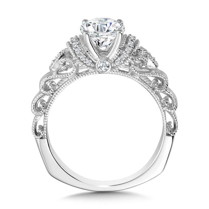 Valina Vintage Milgrain & Filigree Accented Diamond Engagement Ring R1167W