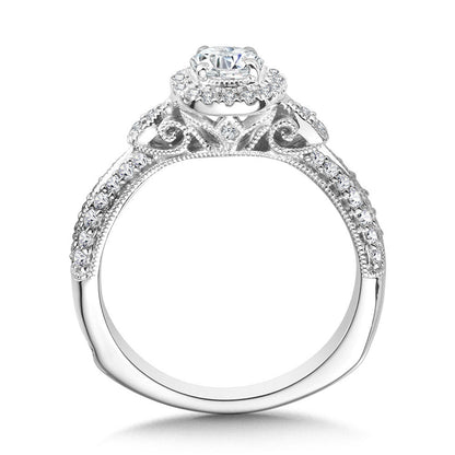 Valina Vintage Milgrain & Filigree Accented Halo Engagement Ring R1169W