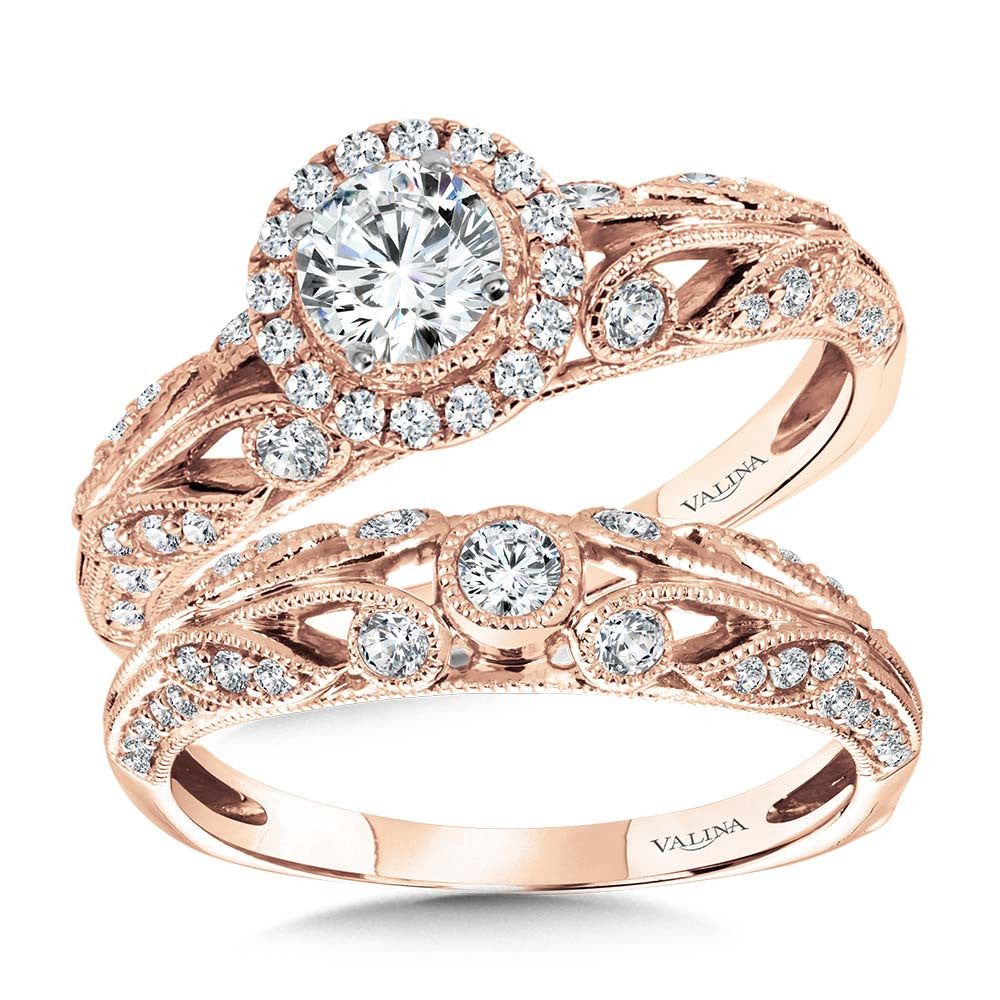 Valina Vintage Milgrain & Filigree Accented Halo Engagement Ring R1170P