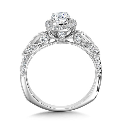 Valina Vintage Milgrain & Filigree Accented Halo Engagement Ring R1170W