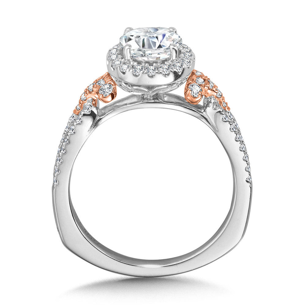 Valina Dual-Tone Split Shank Halo Engagement Ring R1172WP
