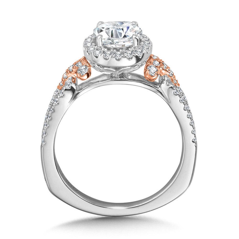 Valina Dual-Tone Split Shank Halo Engagement Ring R1172WP