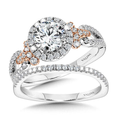 Valina Dual-Tone Split Shank Halo Engagement Ring R1172WP
