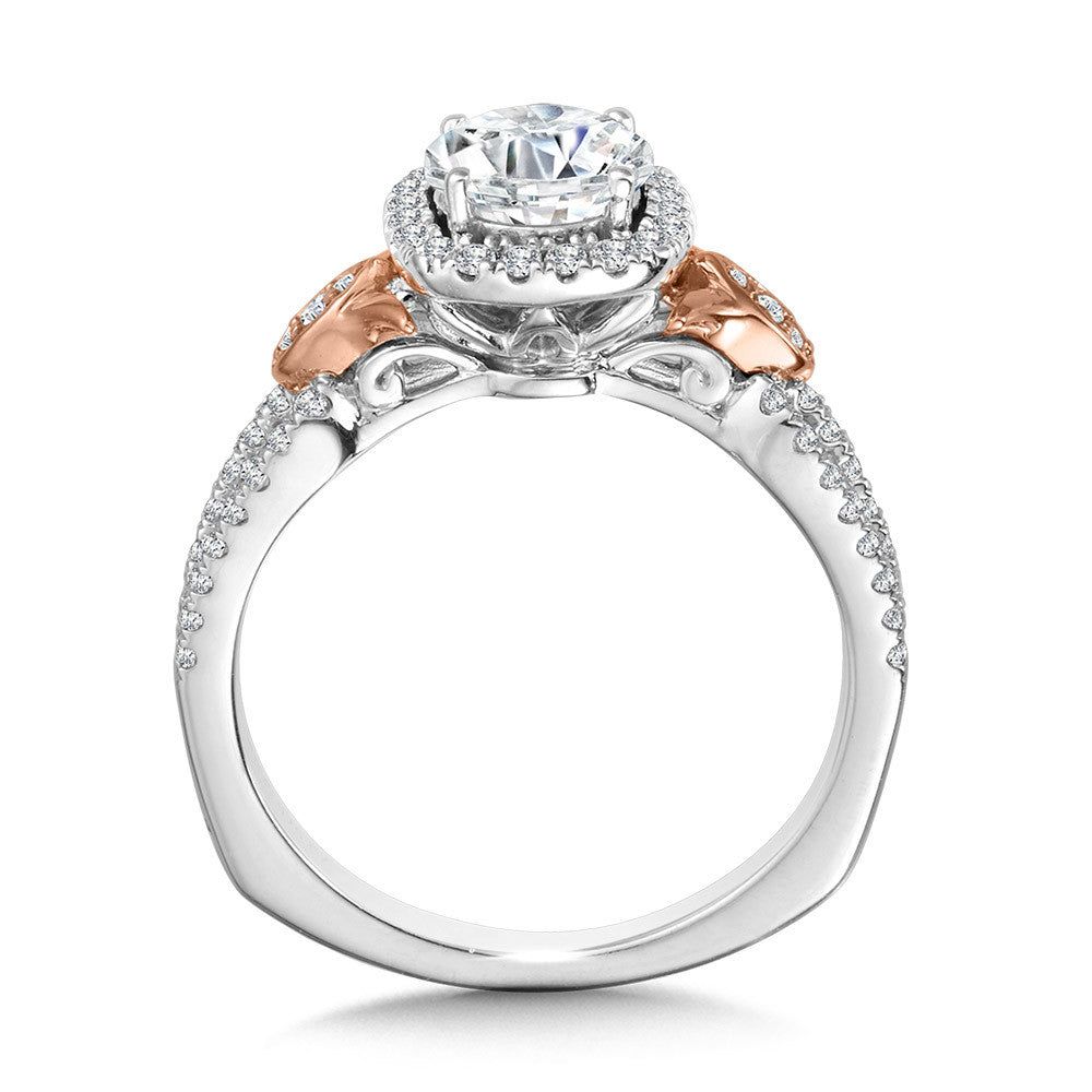 Valina Dual-Tone Split Shank Cushion-Shaped Halo Engagement Ring R1173WP