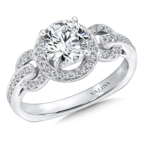 Chain-Loop Halo Diamond Engagement Ring R146W