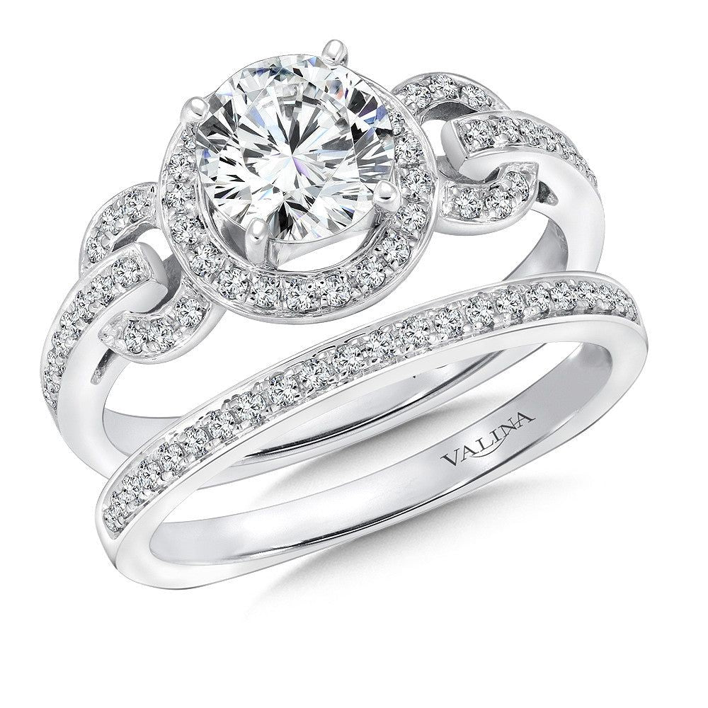 Valina Chain-Loop Halo Diamond Engagement Ring R146W