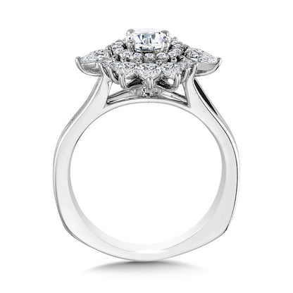 Valina Sun-Burst Split Shank Double Halo Diamond Engagement Ring R2200W