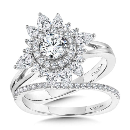 Valina Sun-Burst Split Shank Double Halo Diamond Engagement Ring R2200W