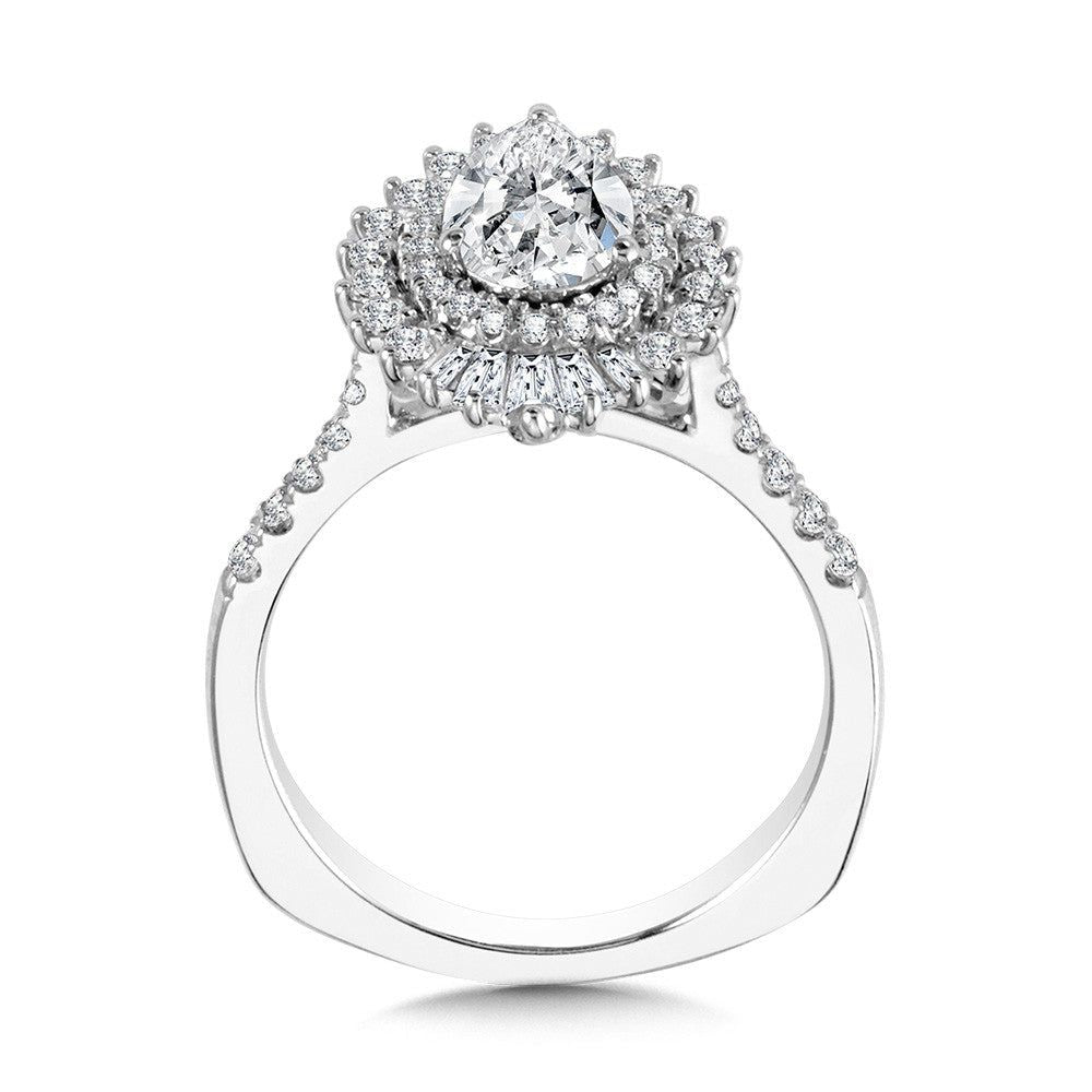 Valina Straight Pear-Cut Diamond & Statement Halo Engagement Ring R2201W