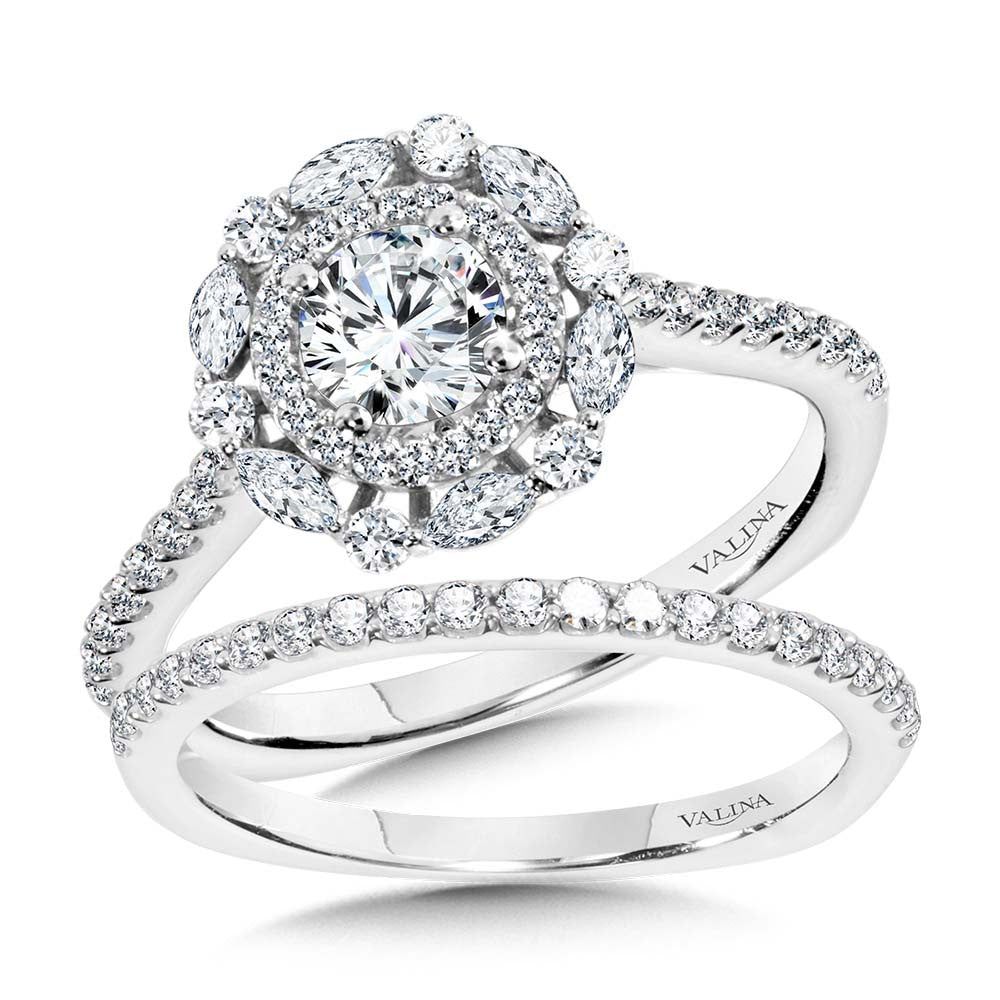 Valina Marquise-Accented Double Halo Diamond Engagement Ring R2205W