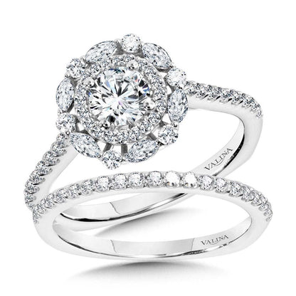 Valina Marquise-Accented Double Halo Diamond Engagement Ring R2205W