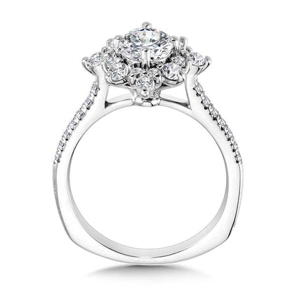 Valina Prong-Tipped Sun Burst Diamond Halo Engagement Ring R2207W