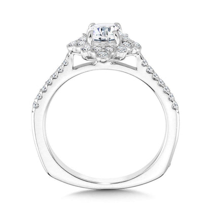 Valina Bezel-Set Sun Burst Diamond Halo Engagement Ring R2209W