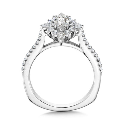Valina Marquise-Cut & Pear-Accented Sun Burst Diamond Halo Engagement Ring R2210W