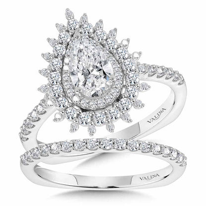 Valina Pear-Cut Triple Diamond Halo Sun Burst Engagement Ring R2211W