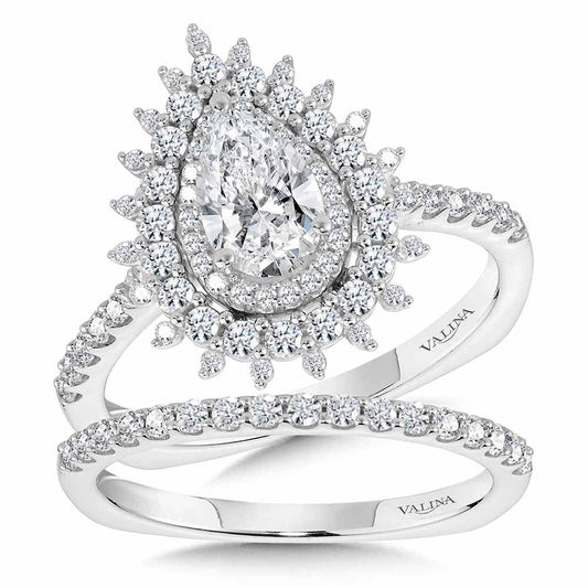 Valina Pear-Cut Triple Diamond Halo Sun Burst Engagement Ring R2211W