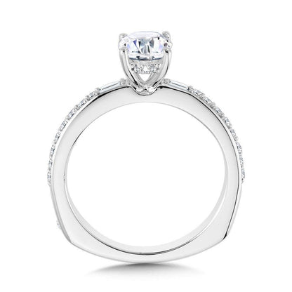 Valina Oval-Cut Straight Hidden Halo & Baguette Diamond Engagement Ring R2215W