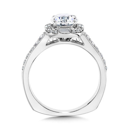 Valina Baguette-Accented Cushion-Shaped Halo Diamond Engagement Ring w/ Channel-set Illusion R2216W