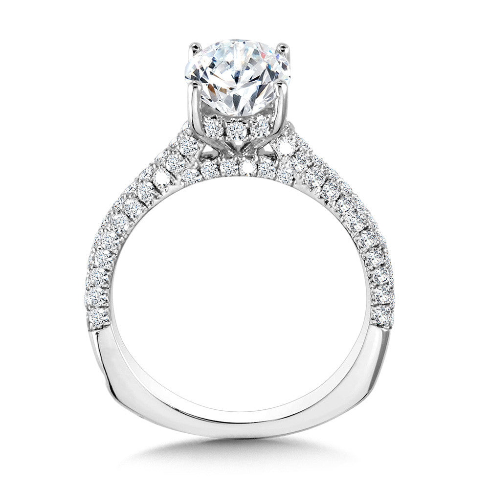 Valina Straight Pave-Set Hidden Halo Diamond Engagement Ring R2217W