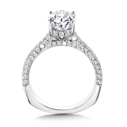 Valina Straight Pave-Set Hidden Halo Diamond Engagement Ring R2217W