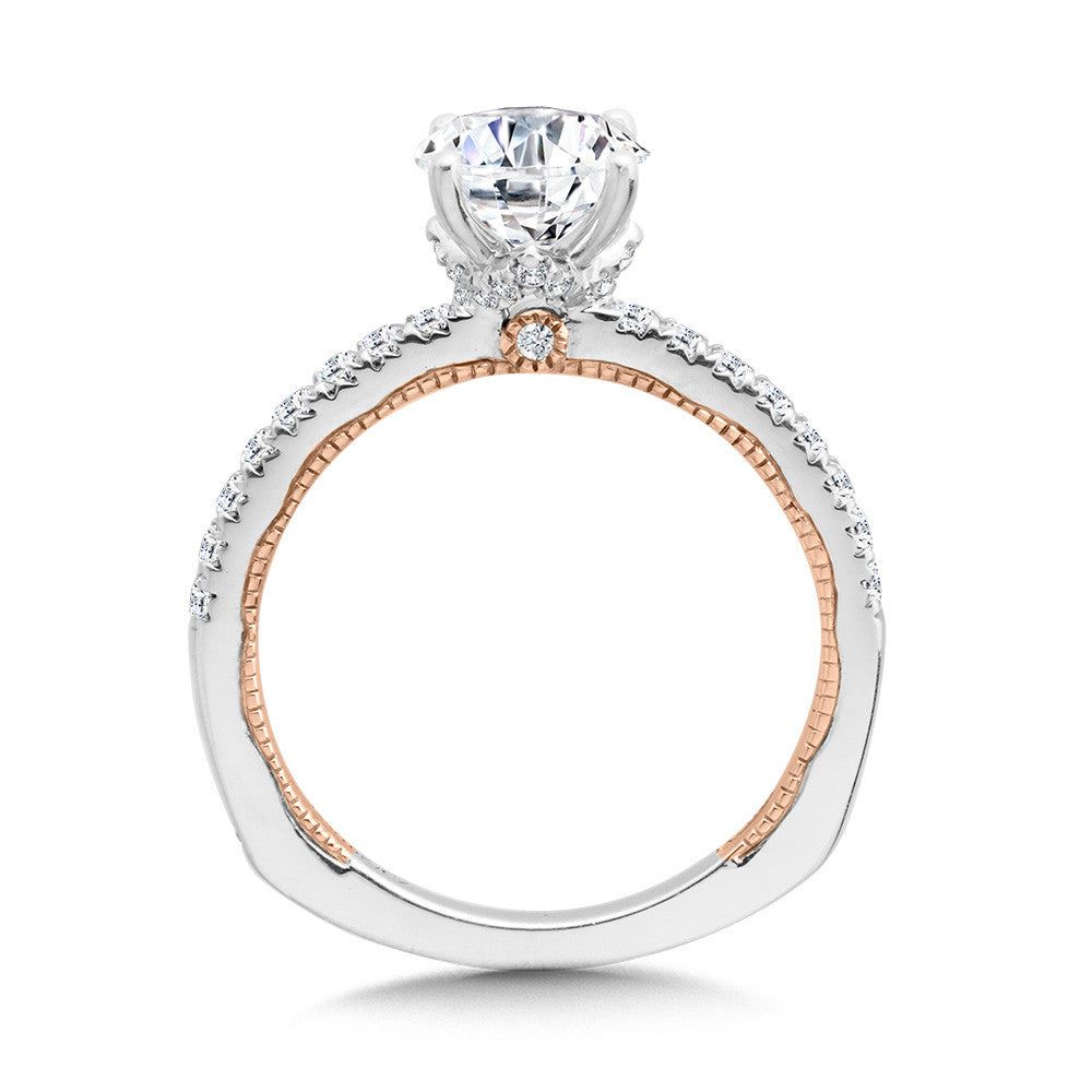 Valina Two-Tone & Milgrain-Beaded Hidden Accents Diamond Engagement Ring R2219WP