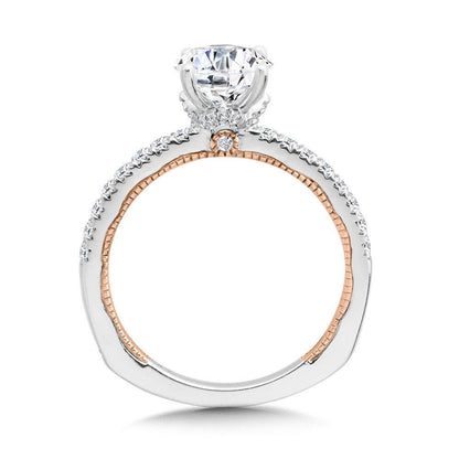 Valina Two-Tone & Milgrain-Beaded Hidden Accents Diamond Engagement Ring R2219WP
