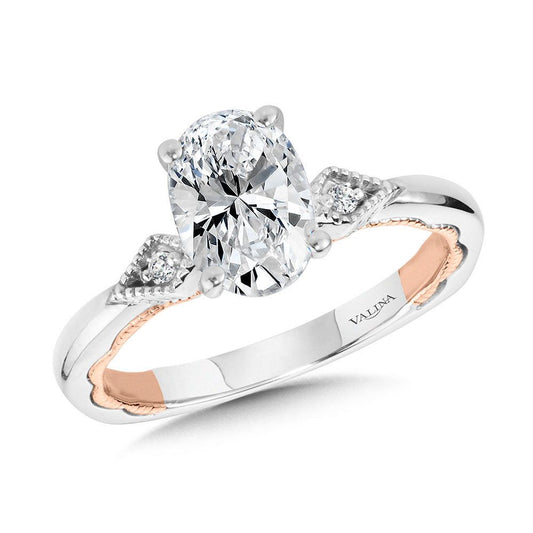 Valina Two-Tone & Milgrain-Beaded Three-Stone Illusion Diamond Collar Engagement Ring R2224WP