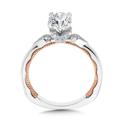 Valina Two-Tone & Milgrain-Beaded Three-Stone Illusion Diamond Collar Engagement Ring R2224WP