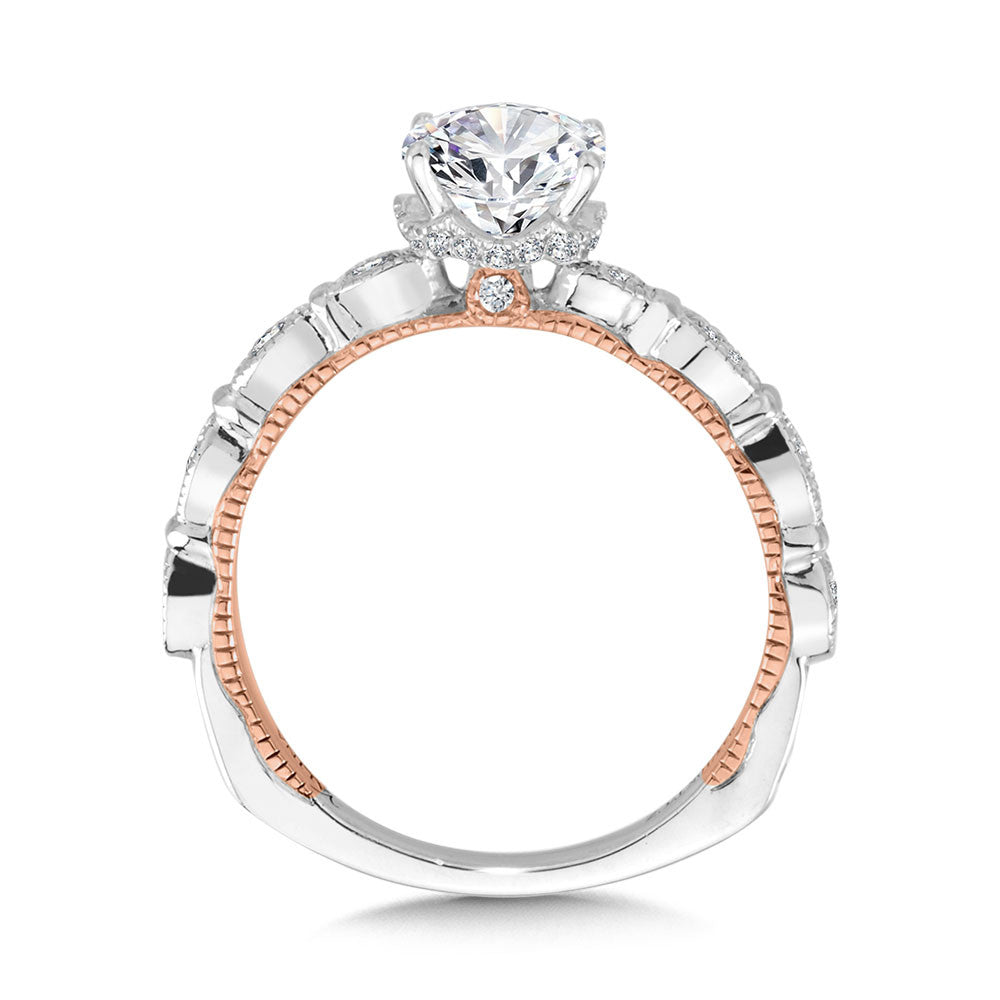 Valina Stackable Two-Tone & Milgrain-Beaded Diamond Collar Engagement Ring R2229WP