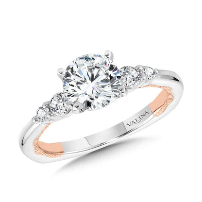 Valina Two-Tone & Milgrain-Beaded Hidden Accents Diamond Engagement Ring R2230WP