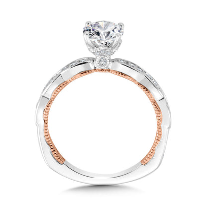 Valina Oval-Cut, Channel-Set, Two-Tone & Milgrain-Beaded Hidden Accents Diamond Engagement Ring R2231WP