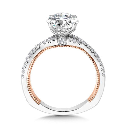 Valina Crisscross Two-Tone & Milgrain-Beaded Hidden Accents Diamond Engagement Ring R2233WP