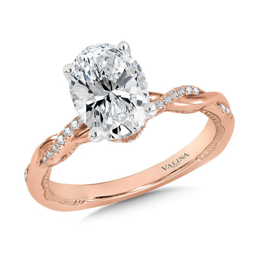 Valina Oval-Cut Diamond & Milgrain-Beaded, Crisscross Hidden Halo Engagement Ring R2235P