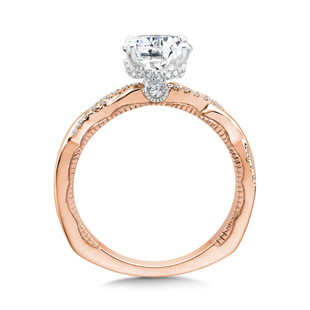 Valina Oval-Cut Diamond & Milgrain-Beaded, Crisscross Hidden Halo Engagement Ring R2235P
