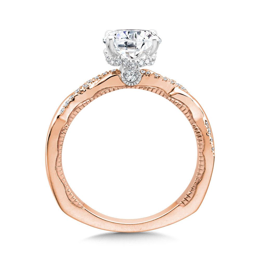 Valina Oval-Cut Diamond & Milgrain-Beaded, Crisscross Hidden Halo Engagement Ring R2235P