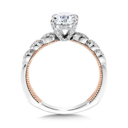 Valina Oval-Cut, Stackable, Two-Tone & Milgrain-Beaded Hidden Halo Diamond Engagement Ring R2236WP