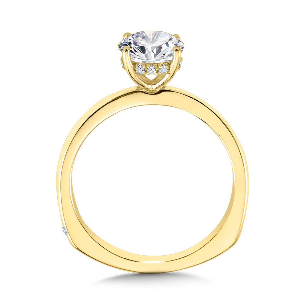 Valina YG Solitaire Hidden Halo Diamond Engagement Ring R2238Y