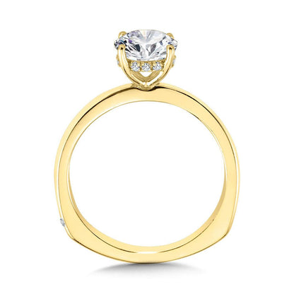 Valina YG Solitaire Hidden Halo Diamond Engagement Ring R2238Y