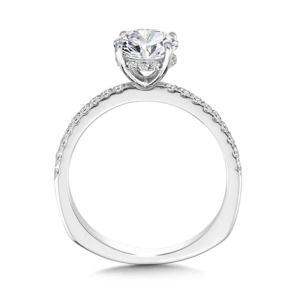 Valina Straight Hidden Halo Diamond Engagement Ring R2239W