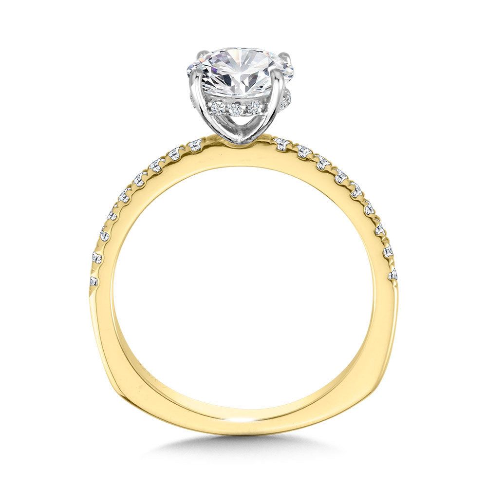 Valina Straight Hidden Halo Diamond Engagement Ring R2239Y