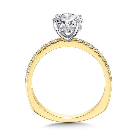 STRAIGHT HIDDEN HALO DIAMOND ENGAGEMENT RING R2239Y