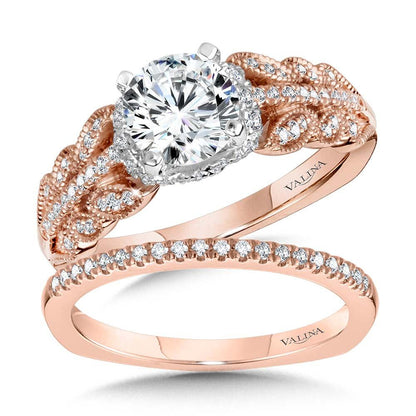 Valina Floral-Inspired, Milgrain-Beaded, Hidden Accents Diamond Engagement Ring R2240PW